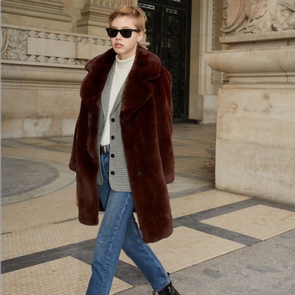 Kooples brown Faux fur coat